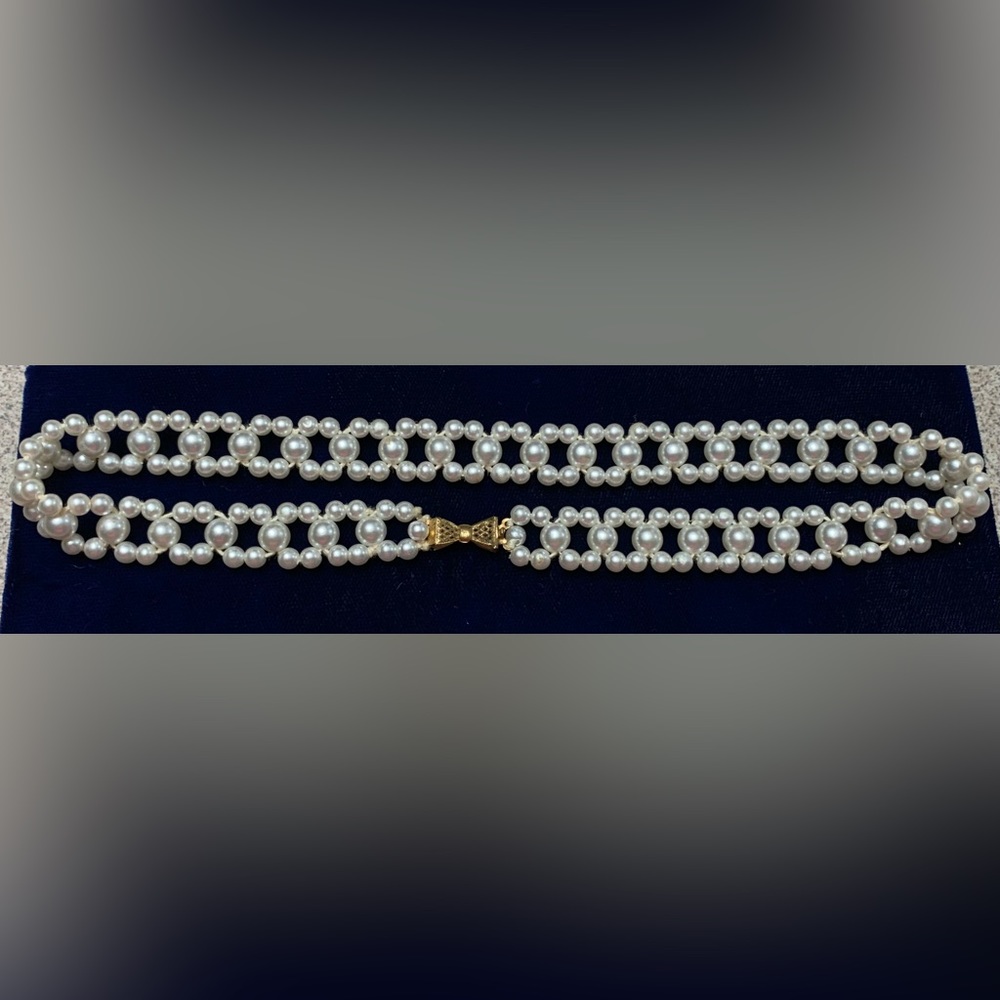 Vintage Woven Cultured Pearl Choker 16”